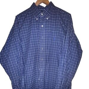 Ralph Lauren men's blue checkered, long‎ sleeve dress shirt, size XL
